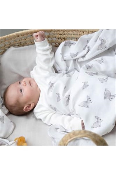 DEUX LAPINS% 100 Pamuk Müslin Bebek Örtüsü - Iconique Lapin 70x70 Cm THROW751
