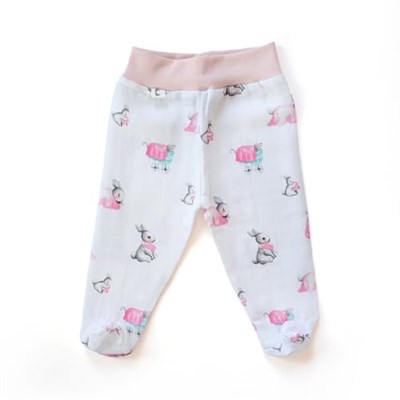 DEUX LAPINS% 100 Pamuk Müslin Patikli Alt 3’lü Set – Bébé Lapin Rose YNDGNALT-1018