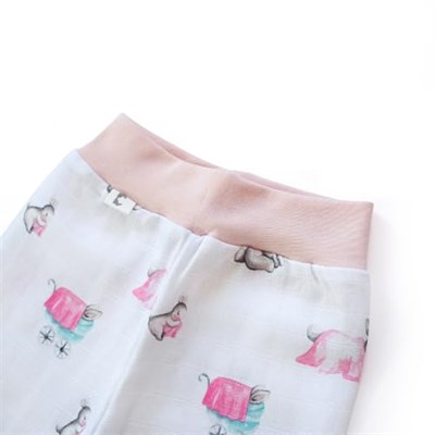 DEUX LAPINS% 100 Pamuk Müslin Patikli Alt 3’lü Set – Bébé Lapin Rose YNDGNALT-1018