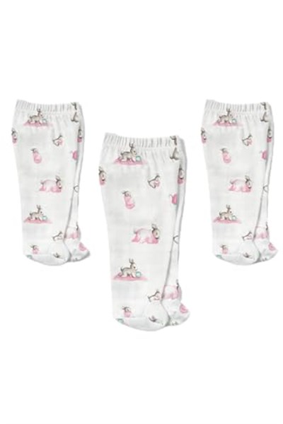 DEUX LAPINS% 100 Pamuk Müslin Patikli Alt 3’lü Set – Bébé Lapin Rose YNDGNALT-1018