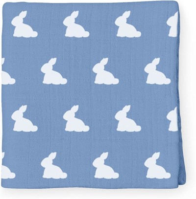 DEUX LAPINS%100 Pamuk Müslin Bebek Örtüsü - Mono Lapin Royal Blue 100X100 cm MUSLIN-RAL-100100