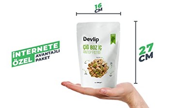 Devlip Erken Hasat (Boz) Çiğ İç Antep Fıstığı, 500 GR, Kilitli (Aç-Kapa) Ambalaj, Vegan
