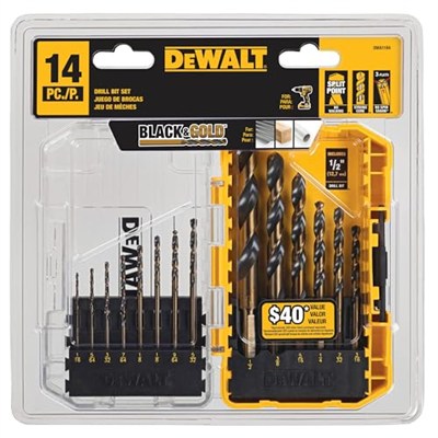 DEWALT Matkap Ucu Seti, Siyah ve Altın, 14 Parça (DWA1184)