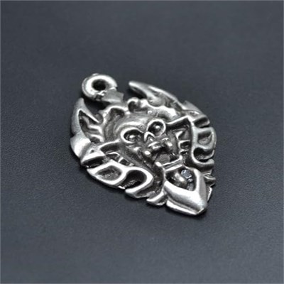 Diablo - Şeytan - Kalkan Erkek Kadın Kolye Antik Gümüş Kaplama - 60 cm Düz Zincir