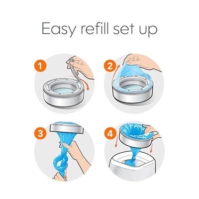 Diaper Genie Essentials Yuvarlak Yedek 8li Paket | 2560a Kadar Yenidoğan Bezi Tutar | Kokusuz Sürekli Film İçerir | Bebek Bezi Genie Komple ve İfade Kovaları ile Uyumlu