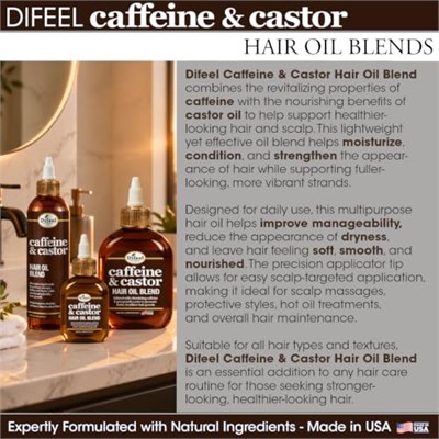 Difeel Caffeine & Castor Yavaş Uzayan Saçlara Özel Saç Bakım Yağı 75ML
