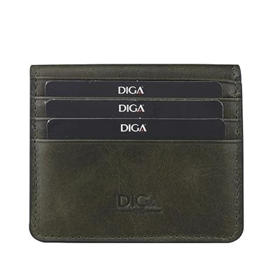Diga Çıtçıtlı Kartlık Gerçek Deri 8 Kartlık Bölmeli Kartvizit Para Bölmeli Kadın Erkek Cüzdan 10x8.5x1.5 cm Yeşil