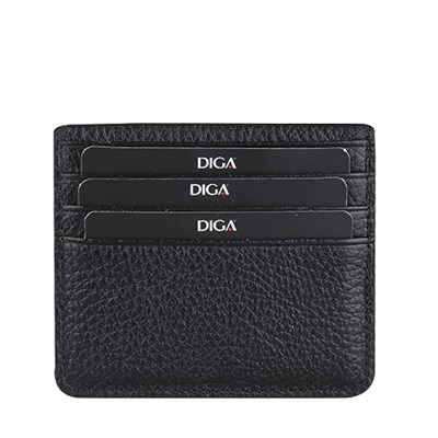 Diga Çıtçıtlı Kartlık Gerçek Deri 8 Kartlık Bölmeli Kartvizit Para Bölmeli Kadın Erkek Cüzdan 10x8.5x1.5 cm Siyah