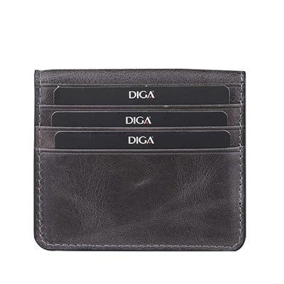 Diga Çıtçıtlı Kartlık Gerçek Deri 8 Kartlık Bölmeli Kartvizit Para Bölmeli Kadın Erkek Cüzdan 10x8.5x1.5 cm Antrasit