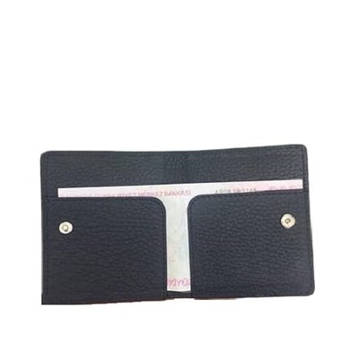 Diga Çıtçıtlı Kartlık Gerçek Deri 8 Kartlık Bölmeli Kartvizit Para Bölmeli Kadın Erkek Cüzdan 10x8.5x1.5 cm Lacivert