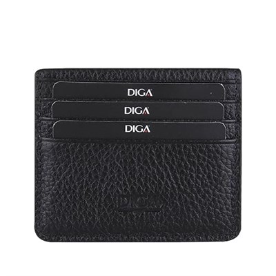Diga Çıtçıtlı Kartlık Gerçek Deri 8 Kartlık Bölmeli Kartvizit Para Bölmeli Kadın Erkek Cüzdan 10x8.5x1.5 cm Siyah