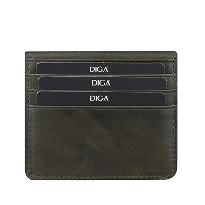 Diga Çıtçıtlı Kartlık Gerçek Deri 8 Kartlık Bölmeli Kartvizit Para Bölmeli Kadın Erkek Cüzdan 10x8.5x1.5 cm Yeşil