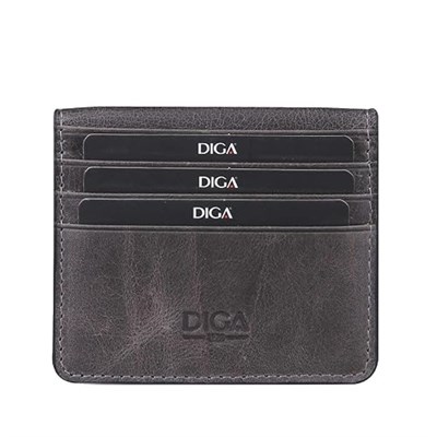 Diga Çıtçıtlı Kartlık Gerçek Deri 8 Kartlık Bölmeli Kartvizit Para Bölmeli Kadın Erkek Cüzdan 10x8.5x1.5 cm Antrasit