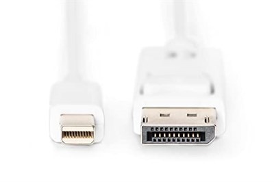 Digitus Assmann AK-340102-020-W Displayport Bağlantı Kablosu, Mini Dp - Dp M/M, 2.0M, W/Ara Kilit, Dp 1.1 - Seçenekler: 4K/60Hz - mini DPden DPye, 2 m, 5 m