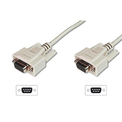 DIGITUS Serielles Anschluss-Kabel - D-Sub 9 zu D-Sub 9 - Buchse zu Buchse - 2.0m - RS-232 - RS-485 - Beige - Seçenekler: D-Sub 9 (Buchse / Buchse) - 2,0 m...