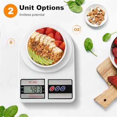 Dijital Mutfak Terazisi 22lb/10kg Kapasite, oz/g Üniteli Paslanmaz Çelik Gıda Ölçeği | Değiştirilebilir USB-C ve Pil Gücü | Yemek Hazırlama, Yemek Pişirme, Pişirme için İdeal