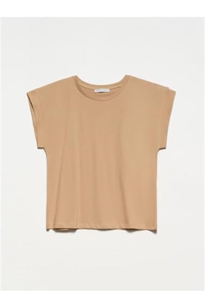 Dilvin Bisiklet Yaka T-shirt bej s