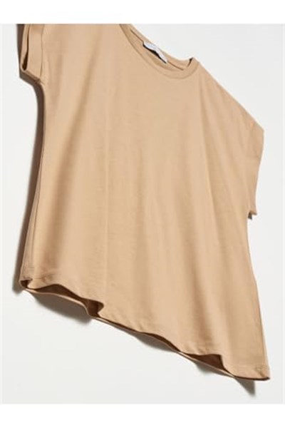 Dilvin Bisiklet Yaka T-shirt bej s
