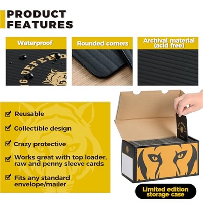 Ding Defend 110 Paket Ticaret Kartı Koruyucuları - Sert Plastik Levha - Kaplan Tasarımı - 9,5 x 11,5 cm