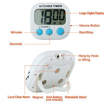 Discoball 2li dijital mutfak Timer geri sayım saati Kuechenwecker kısa zaman ölçücü Kitchen manyetik kronometre elektronik bellek anı LED ekran sesi tamamen kapatmak için magnet katlanır stand plasti