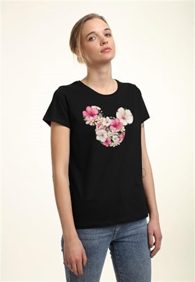 Disney Classic Mickey - Tropical Mouse Bisiklet Yaka T-Shirt Tişört Kadın