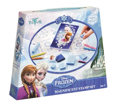 Disney Frozen Bastel-Set mit 6 Stempel, 5 Buntstifte, 1 Stempelkissen und 1 Zeichenblock - im süßen Eiskönigin Look