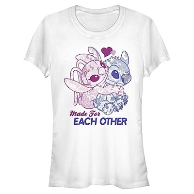 Disney Lilo & Stitch - Stitch Angel Together Bisiklet Yaka T-Shirt Tişört Kadın
