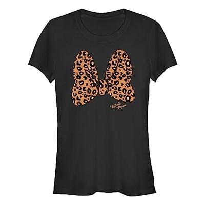 Disney Mickey Classic - Animal Print Bow Bisiklet Yaka T-Shirt Tişört Kadın