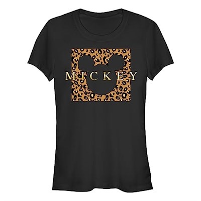 Disney Mickey & Friends - Leopard Square Mick Bisiklet Yaka T-Shirt Tişört Kadın