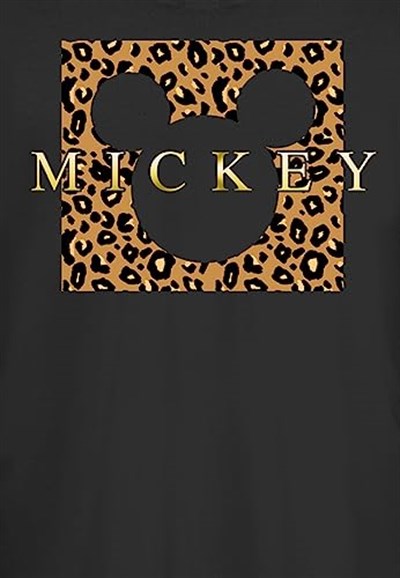 Disney Mickey & Friends - Leopard Square Mick Bisiklet Yaka T-Shirt Tişört Kadın