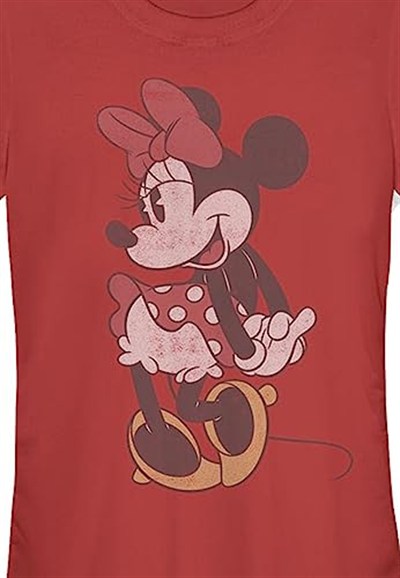 Disney Mickey Mouse - Classic Vintage Minnie Bisiklet Yaka T-Shirt Tişört Kadın