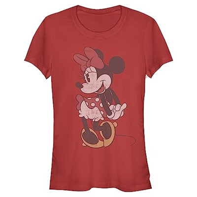 Disney Mickey Mouse - Classic Vintage Minnie Bisiklet Yaka T-Shirt Tişört Kadın