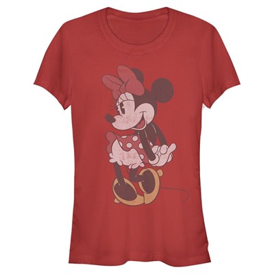 Disney Mickey Mouse - Classic Vintage Minnie Bisiklet Yaka T-Shirt Tişört Kadın