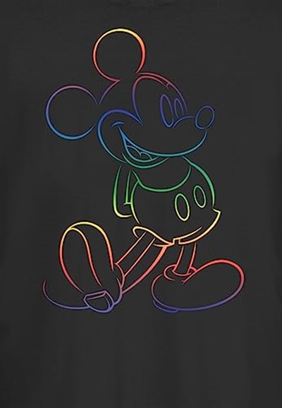 Disney Mickey Mouse - Renkli Desenli Bisiklet Yaka Tişört Kadın