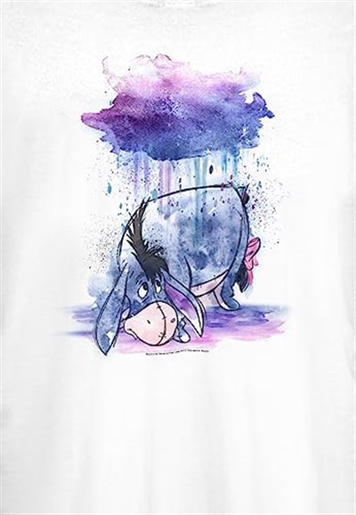 Disney Winnie the Pooh - WATERCOLOR EEYORE Bisiklet Yaka T-Shirt Tişört Kadın