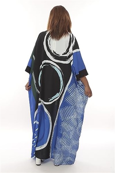 Divatti-etnik desenli bayan kaftan