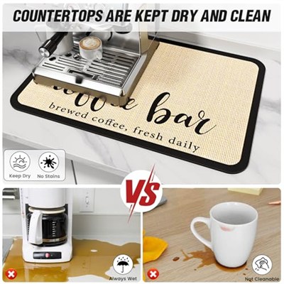 DK177 Kahve Mat Kahve Bar Matı Leke Emici Kurutma Matı Su Geçirmez Kauçuk Destekli Kahve Makinesi Kahve Makinesi Kahve Makinesi Kahve Makinesi Espresso Makinesi Aksesuarları-80 cm x 43 cm