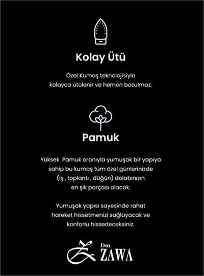 Dm.ZAWA Pamuklu Günlük Erkek Gömlekleri Uzun Kollu Düz Gömlekler (Slim Fit)