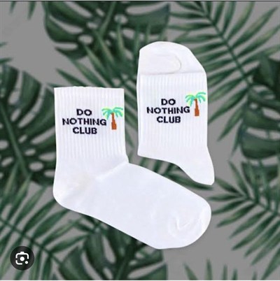 Do Nothing Club - Hiç Bir Şey Yapmama Kulübü Kolej Çorap Beyaz Standart