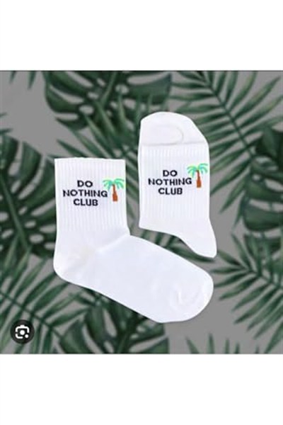 Do Nothing Club - Hiç Bir Şey Yapmama Kulübü Kolej Çorap Beyaz Standart