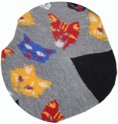 Do&De Flora Hareketli Erkek Çorap Gri (Kedi Desenli) - (40/44)