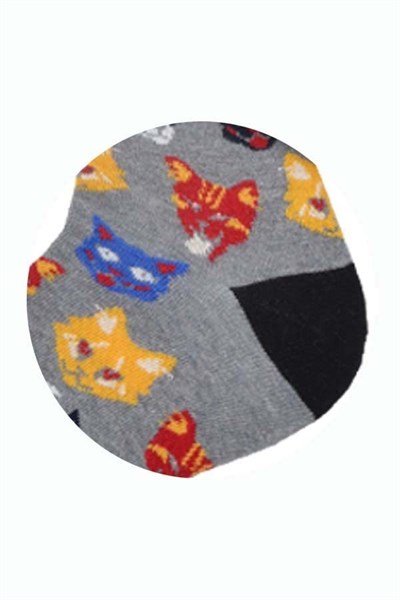 Do&De Flora Hareketli Erkek Çorap Gri (Kedi Desenli) - (40/44)