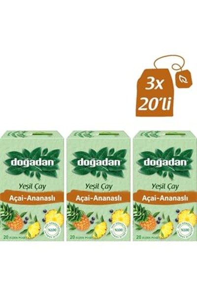 Doğadan Yeşil Çay Açai Ananaslı 20’Li x 3
