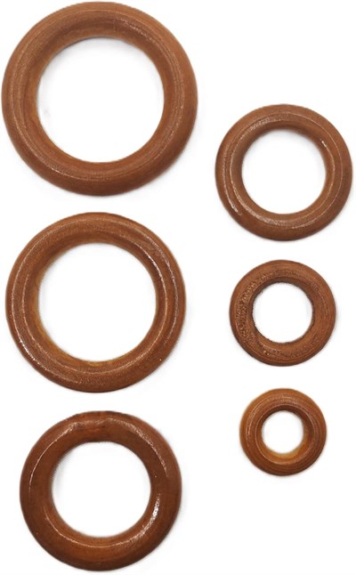 DOĞAL AHŞAP CİLALI HALKA - Bedenler: 13 MM, 18 MM, 25 MM, 28 MM, 33 MM, 35 MM