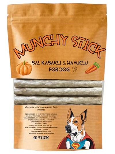 Doğal Balkabaklı Havuçlu Köpek Ödül Maması, Köpek Çiğneme Çubuğu 40 Adet Maxi Paket