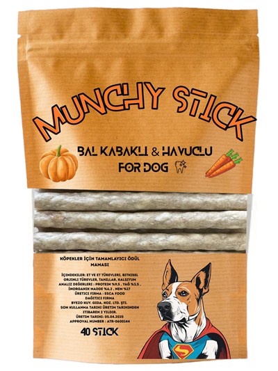 Doğal Balkabaklı Havuçlu Köpek Ödül Maması, Köpek Çiğneme Çubuğu 40 Adet Maxi Paket