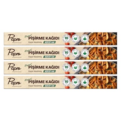 Doğal Fırın Pişirme Kağıdı 40 Yaprak (4x10), 37x42 cm Kesilmiş Yağlı Kağıt, Yapışmaz PFAS Free Fırın Kağıdı (37x42, 4 paket, 40.0)