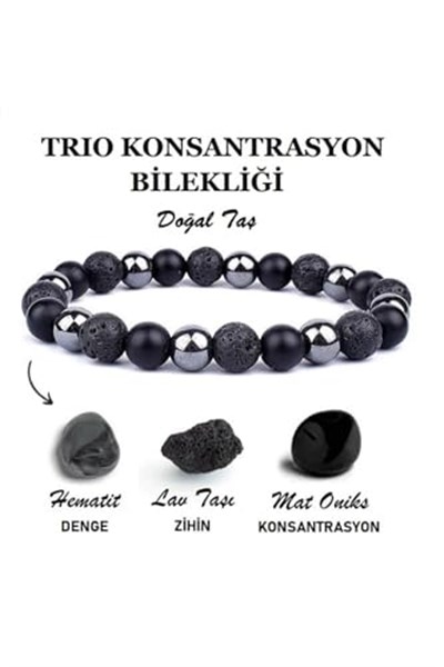 Doğal Taş Bileklik, Siyah, Unisex