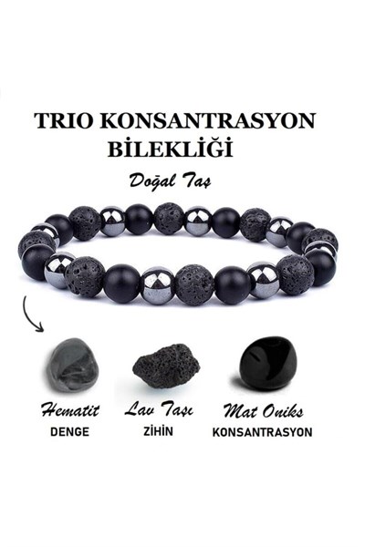 Doğal Taş Bileklik, Siyah, Unisex