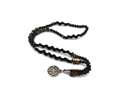 Doğaltaş erkek kolye pusula özel tasarım kaplan gözü HANDMADE casual style
